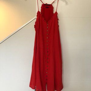 Miss Me Button Down Dress in Coral Size Medium
